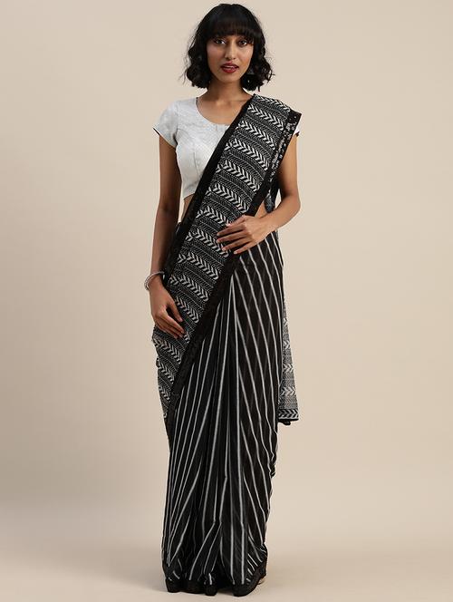 stripes printed saree with blouse - 17374481 - Very Small Image - 1