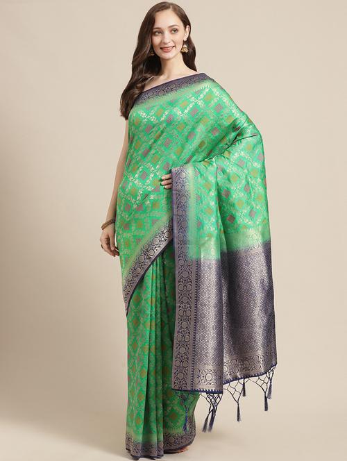 women's self design green colored saree - 17375112 - Very Small Image - 1