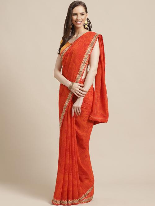 embroidered printed saree with blouse - 17375137 - Very Small Image - 1