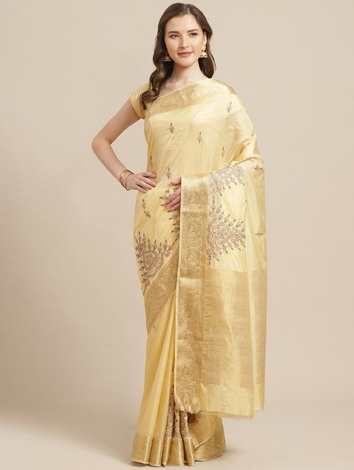 pastel embroidered saree with blouse - 17375179 - Very Small Image - 1