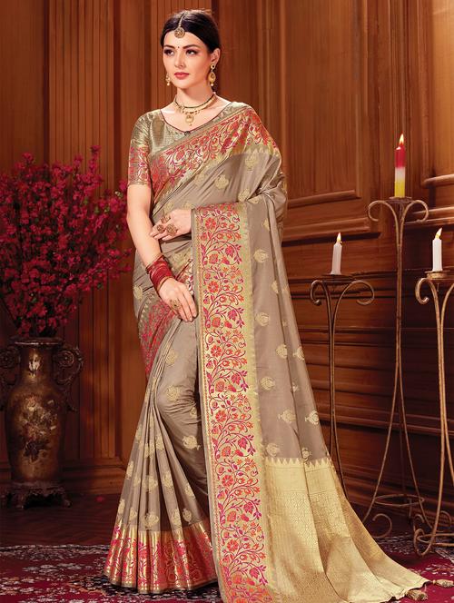 zari work handloom saree - 17375236 - Very Small Image - 1