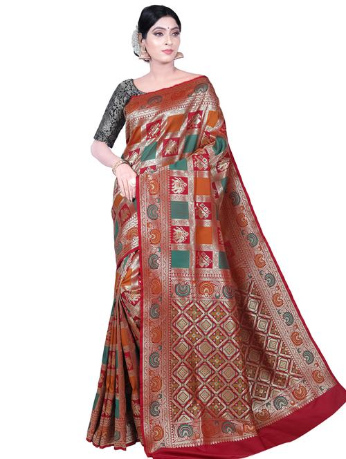 zari work banarasi saree with blouse - 17375421 - Very Small Image - 1