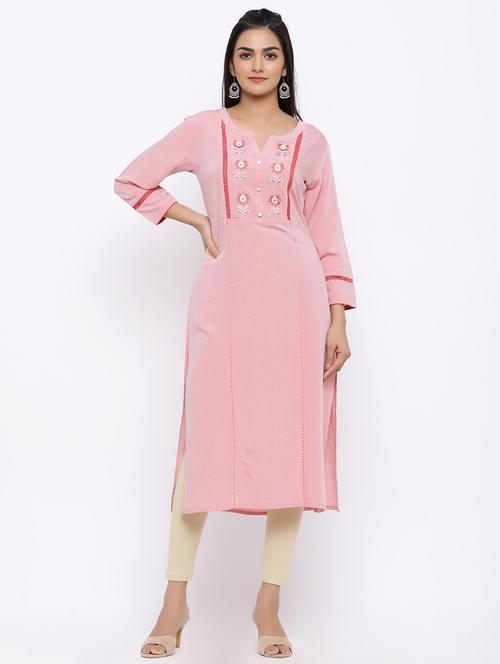 embroidered straight kurta - 17375664 - Very Small Image - 1