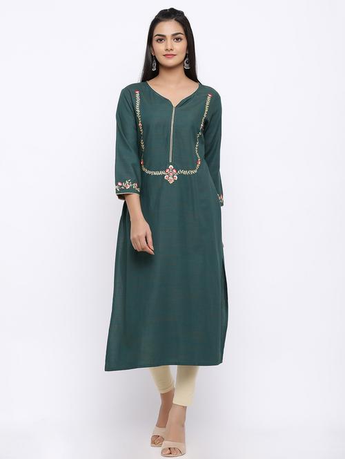 embroidered straight kurta - 17375666 - Very Small Image - 1