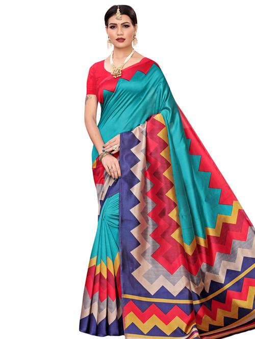 chevron printed saree with blouse - 17375958 - Very Small Image - 1