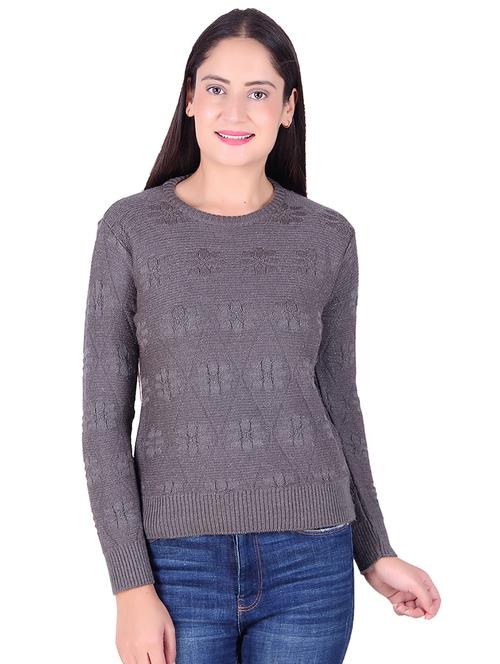 round neck solid pullover - 17376011 - Very Small Image - 1