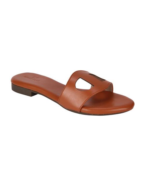 tan faux leather slip on sandals - 17376176 - Very Small Image - 1