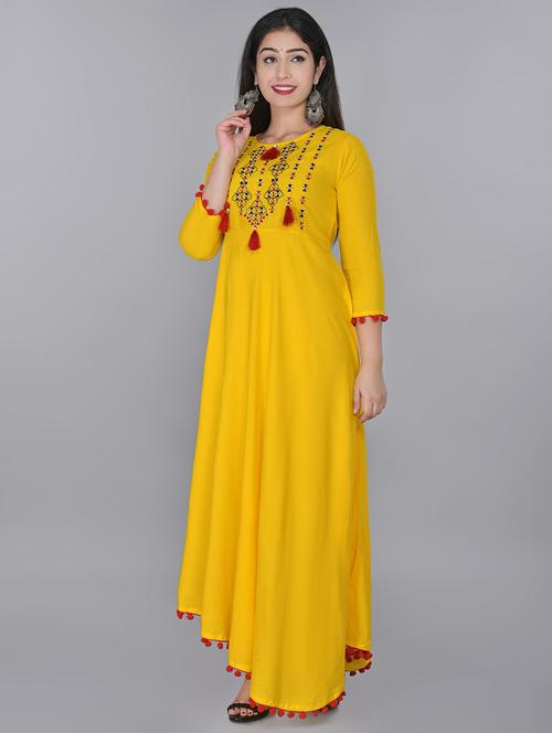 embroidered solid kurta - 17376638 - Very Small Image - 1