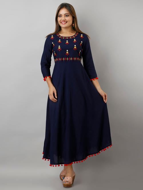 embroidered a-line ethnic dress - 17376643 - Very Small Image - 1