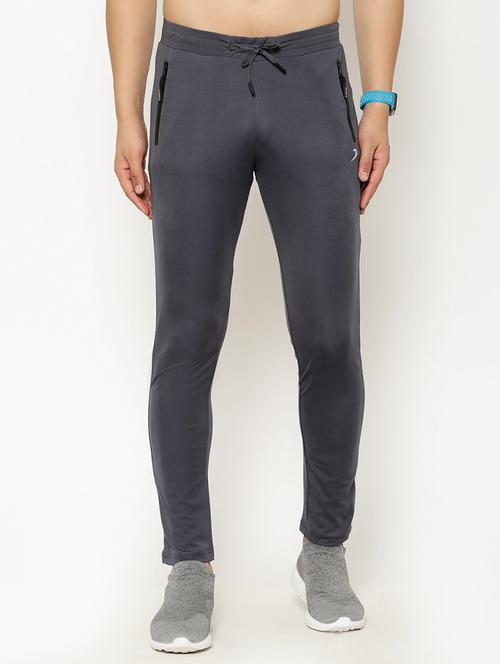 grey solid full length track pant - 17376666 - Very Small Image - 1
