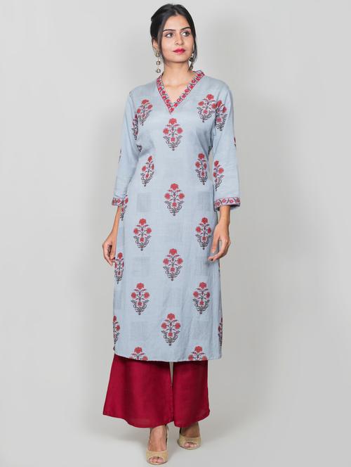 floral kurta palazzo set - 17376795 - Very Small Image - 1