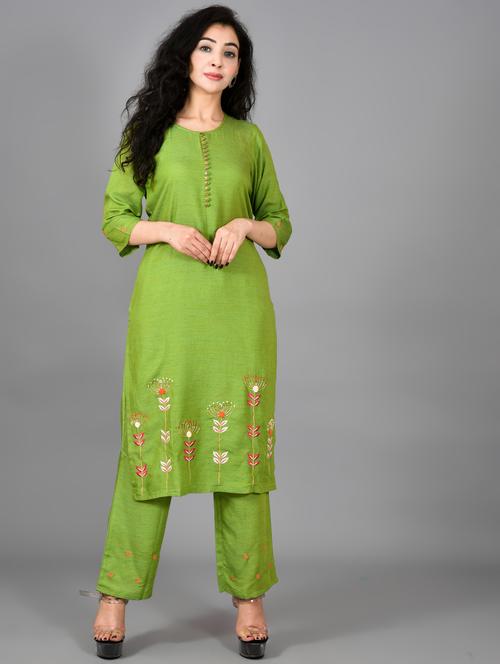 solid embellished straight kurta - 17376806 - Very Small Image - 1