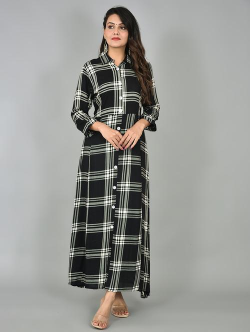 checkered a-line kurta - 17376815 - Very Small Image - 1