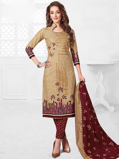 floral print unstitched suit - 17376862 - Very Small Image - 1