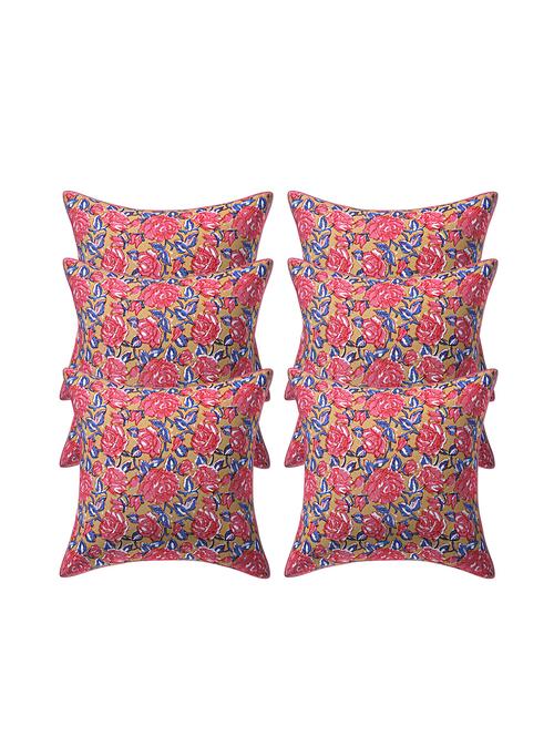 cotton jaipuri hand block print canvas cushion cover(pack of 6) - 17377308 - Very Small Image - 1
