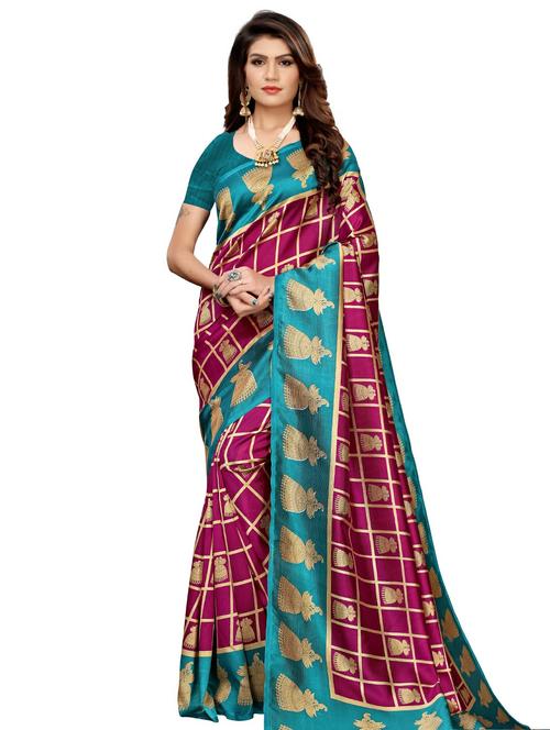 checkered printed saree - 17377423 - Very Small Image - 1