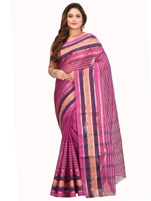 magenta cotton tant saree - 17377758 - Very Small Image - 1