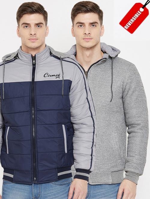 grey color block reversible quilted jacket - 17377845 - Very Small Image - 1
