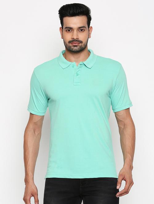 light blue solid polo t-shirt - 17377980 - Very Small Image - 1