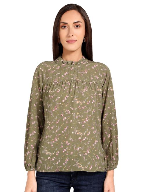 frill detail floral top - 17378009 - Very Small Image - 1