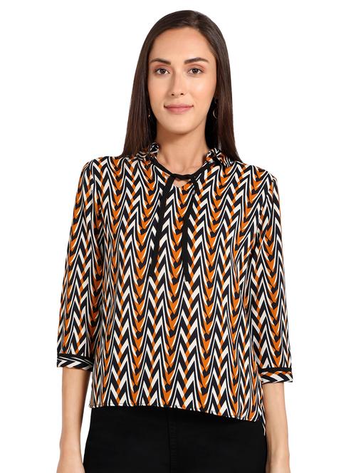 tie up neck chevron top - 17378012 - Very Small Image - 1