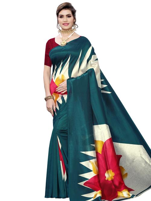 floral printed saree with blouse - 17378130 - Very Small Image - 1