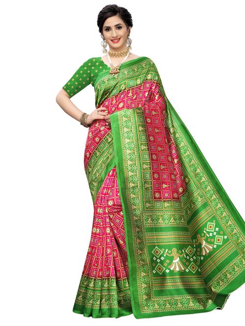 checkered printed saree with blouse - 17378132 - Very Small Image - 1