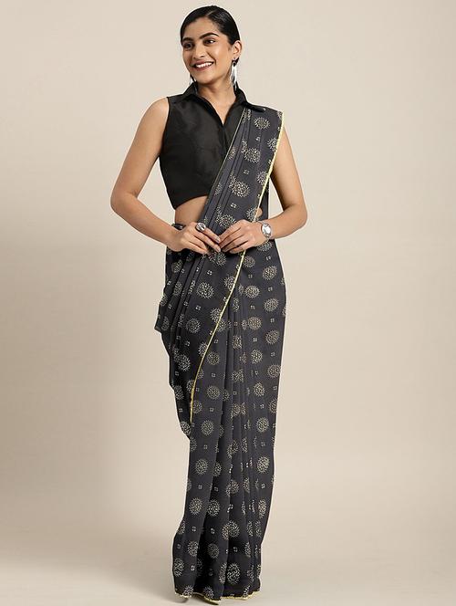 floral printed saree with blouse - 17379081 - Very Small Image - 1
