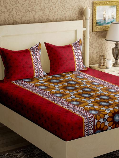 polycotton double bedsheet queen size with 2 pillow cover - 17379215 - Very Small Image - 1