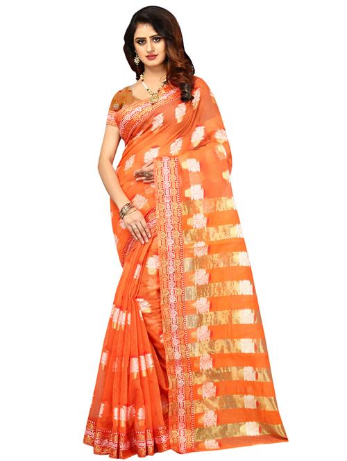 ethnic motif woven saree with blouse - 17379511 - Very Small Image - 1