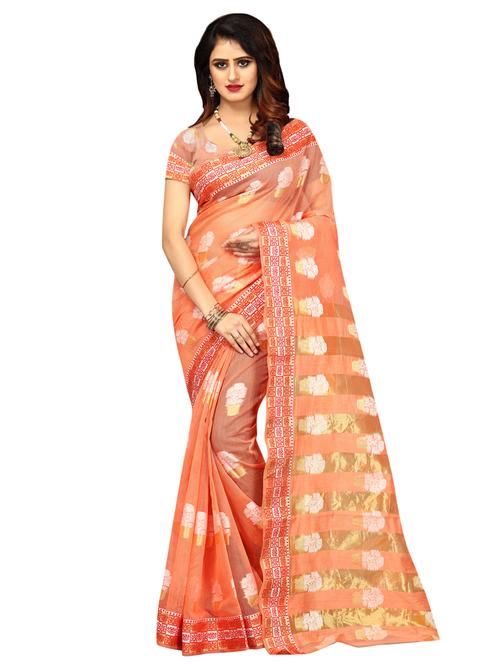 ethnic motif woven saree with blouse - 17379519 - Very Small Image - 1