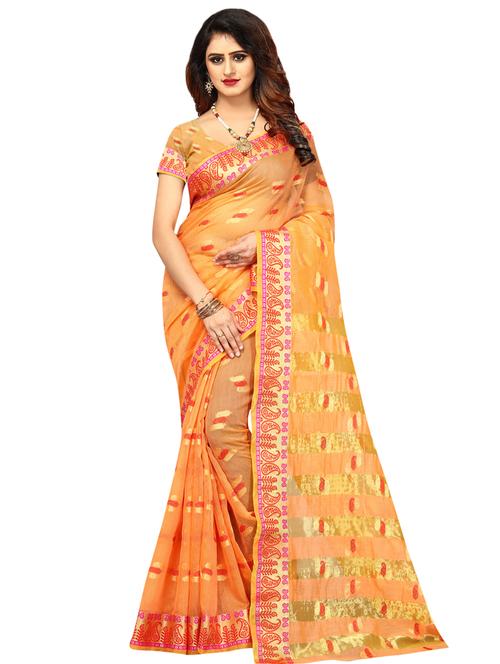 ethnic motif woven saree with blouse - 17379523 - Very Small Image - 1