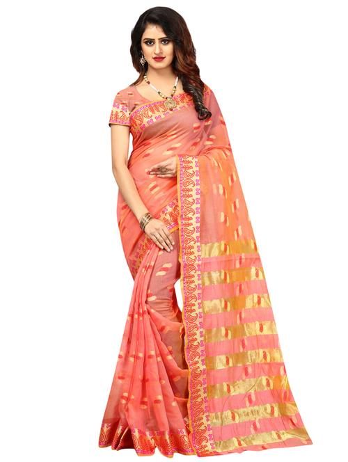 ethnic motif woven saree with blouse - 17379525 - Very Small Image - 1