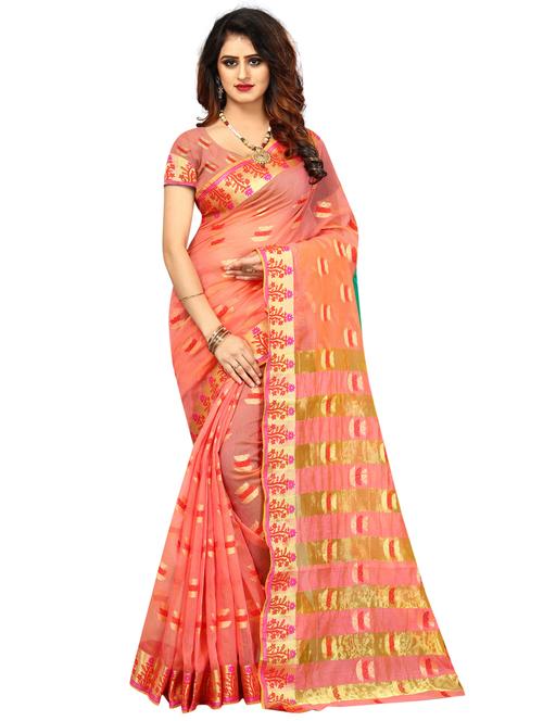 ethnic motif woven saree with blouse - 17379531 - Very Small Image - 1