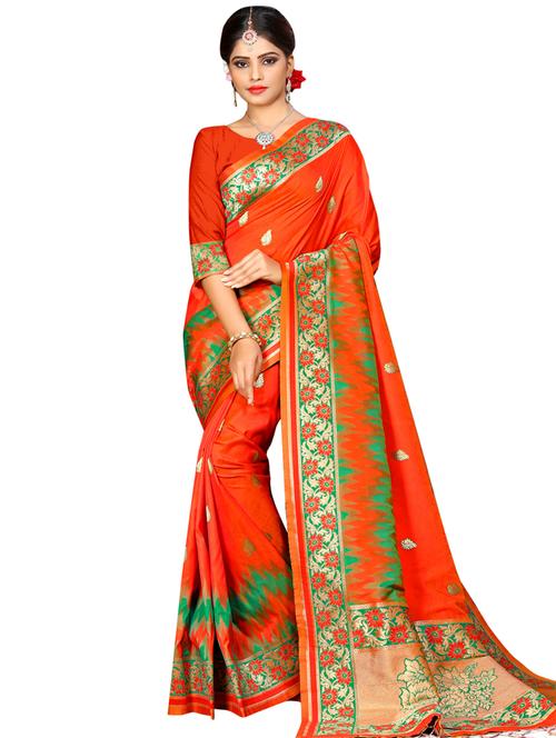 ethnic motif bordered saree - 17379532 - Very Small Image - 1