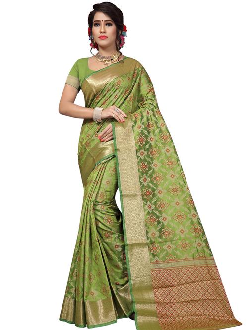 ethnic motif patola saree with blouse - 17379535 - Very Small Image - 1