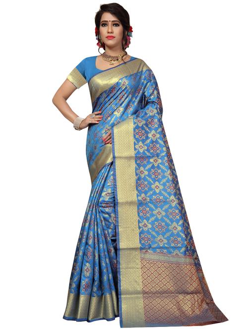 ethnic motif patola saree with blouse - 17379537 - Very Small Image - 1