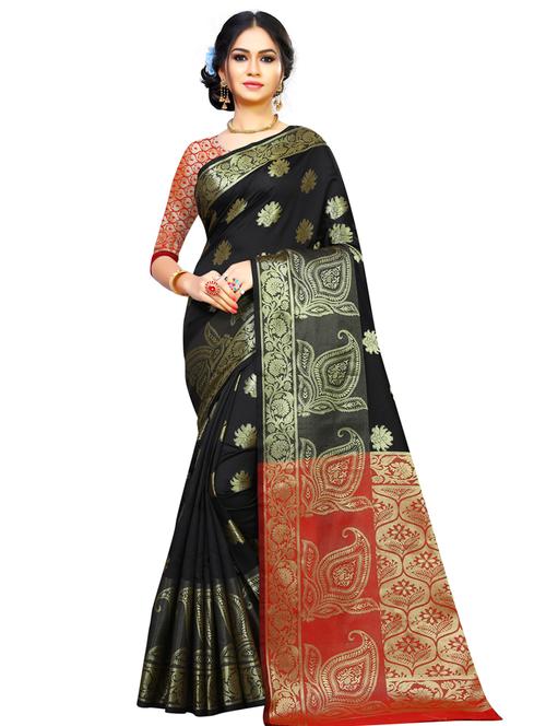 floral woven saree with blouse - 17379548 - Very Small Image - 1