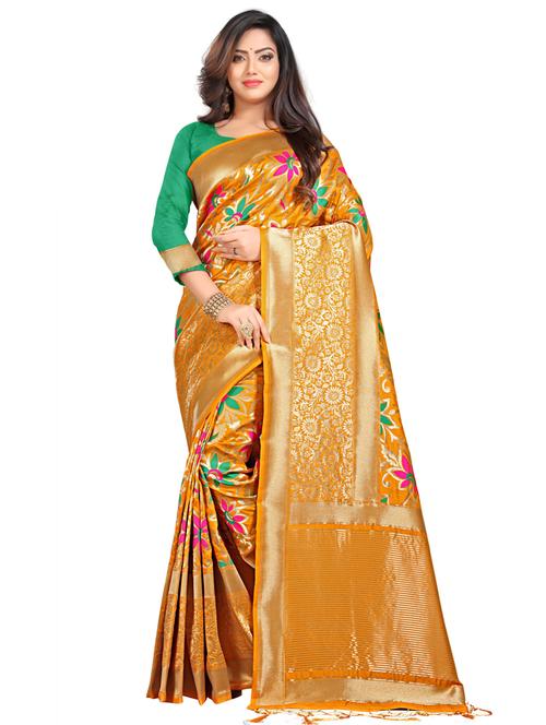 floral woven saree - 17379549 - Very Small Image - 1