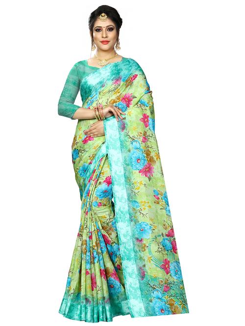 floral printed saree with blouse - 17379564 - Very Small Image - 1