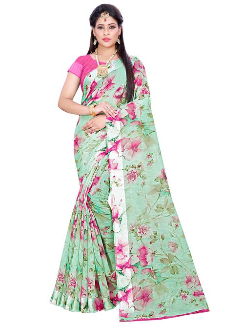 floral woven saree with blouse - 17379575 - Very Small Image - 1