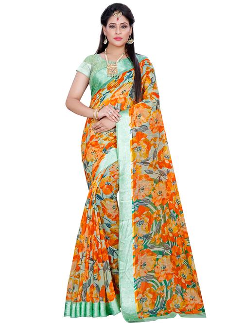 floral woven saree with blouse - 17379577 - Very Small Image - 1
