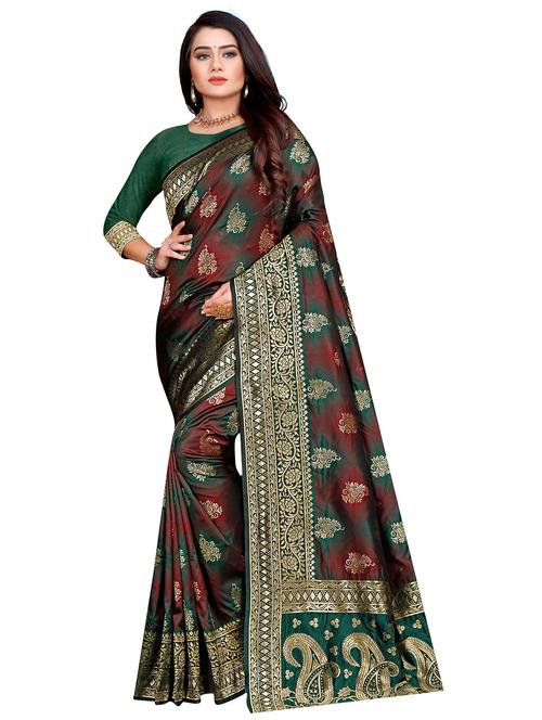 floral banarasi saree - 17379579 - Very Small Image - 1