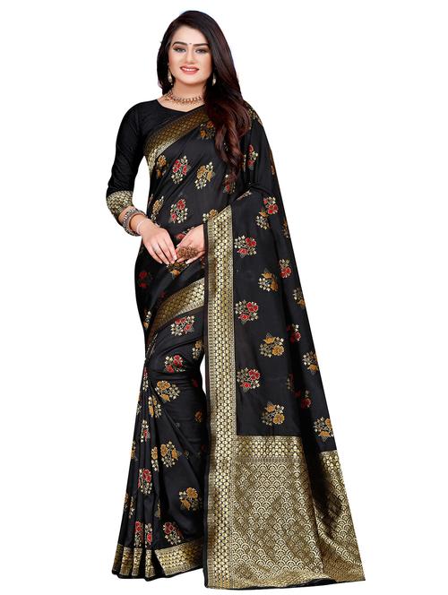 floral banarasi saree with blouse - 17379580 - Very Small Image - 1