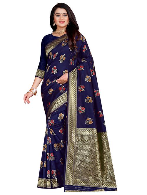floral banarasi saree with blouse - 17379582 - Very Small Image - 1