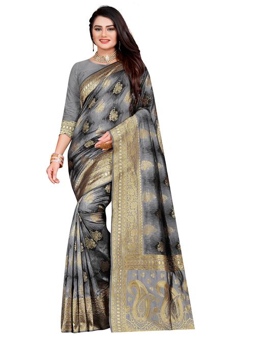 paisley woven saree with blouse - 17379586 - Very Small Image - 1