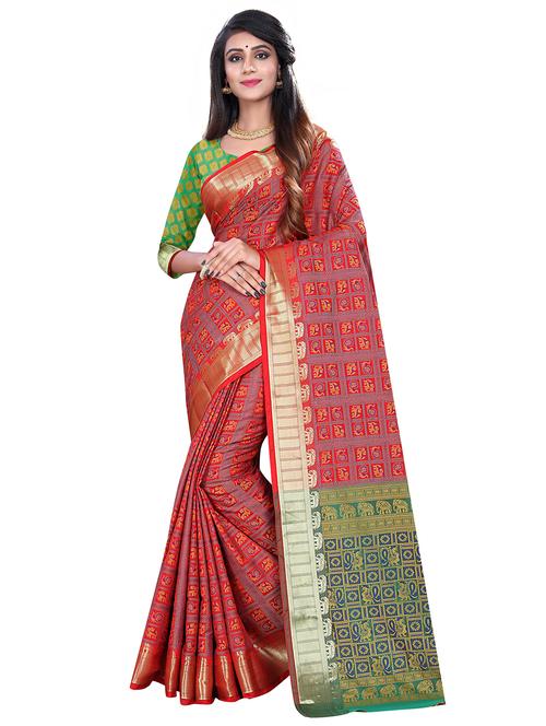 solid woven saree - 17379590 - Very Small Image - 1