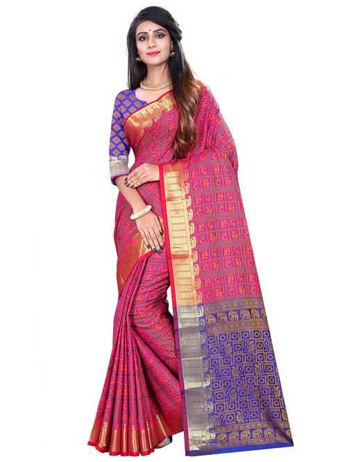 conversational kanjivaram silk saree with blouse - 17379594 - Very Small Image - 1