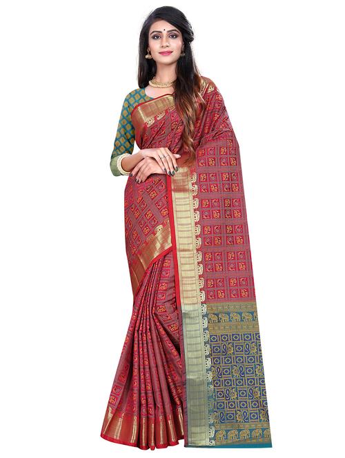 conversational woven saree with blouse - 17379598 - Very Small Image - 1