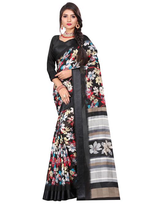 floral woven saree with blouse - 17379600 - Very Small Image - 1